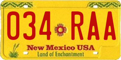 NM license plate 034RAA