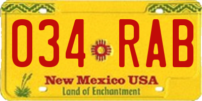 NM license plate 034RAB