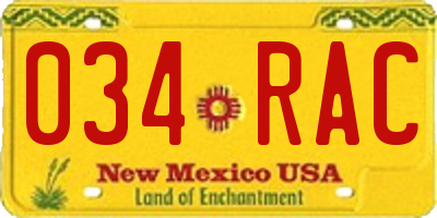 NM license plate 034RAC