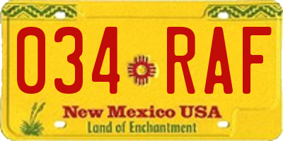 NM license plate 034RAF