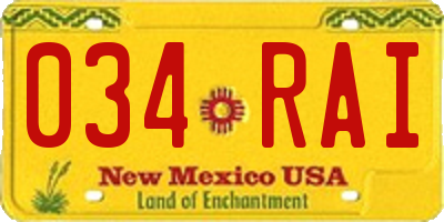 NM license plate 034RAI