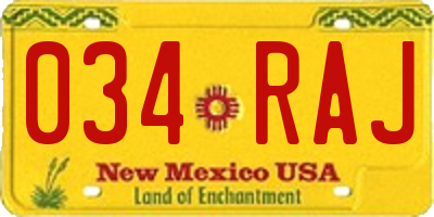 NM license plate 034RAJ