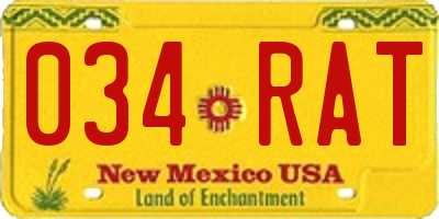 NM license plate 034RAT