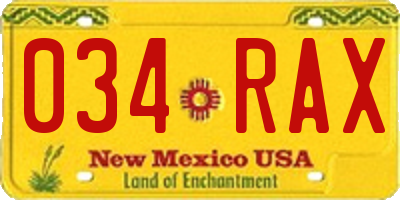 NM license plate 034RAX