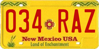 NM license plate 034RAZ