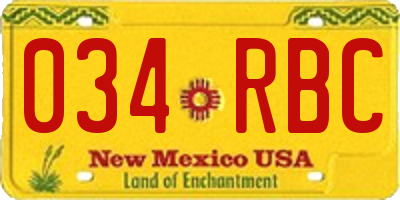 NM license plate 034RBC