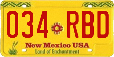 NM license plate 034RBD