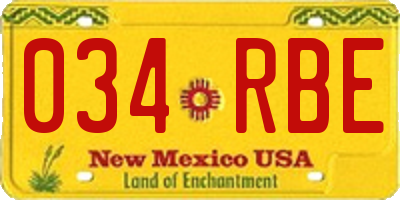 NM license plate 034RBE