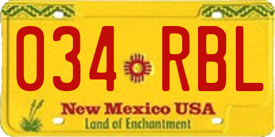NM license plate 034RBL