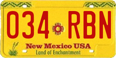 NM license plate 034RBN