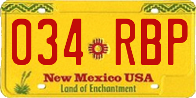 NM license plate 034RBP