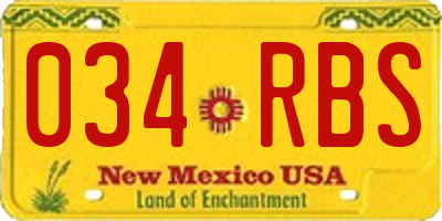 NM license plate 034RBS