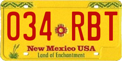 NM license plate 034RBT