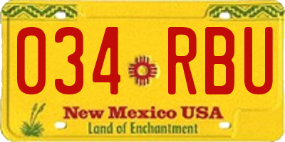NM license plate 034RBU