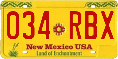 NM license plate 034RBX