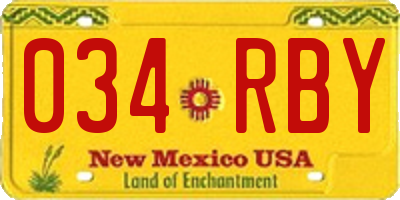 NM license plate 034RBY
