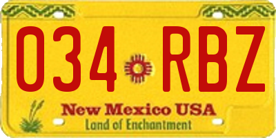 NM license plate 034RBZ
