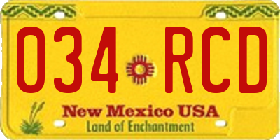 NM license plate 034RCD