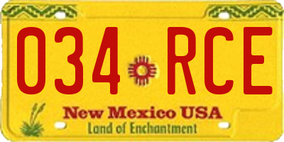 NM license plate 034RCE