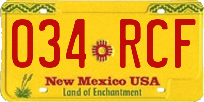 NM license plate 034RCF