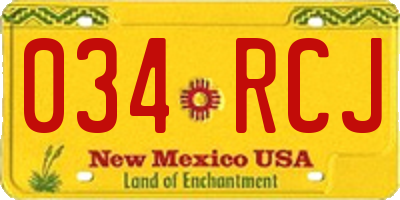 NM license plate 034RCJ