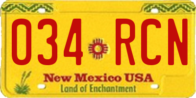 NM license plate 034RCN