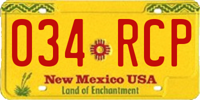 NM license plate 034RCP