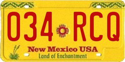 NM license plate 034RCQ