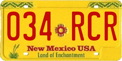 NM license plate 034RCR