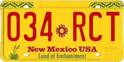 NM license plate 034RCT