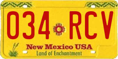 NM license plate 034RCV