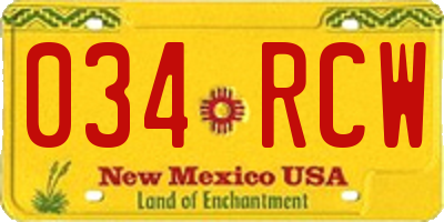 NM license plate 034RCW