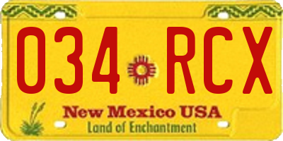 NM license plate 034RCX