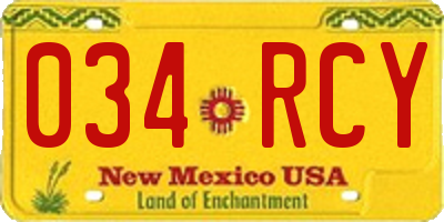 NM license plate 034RCY