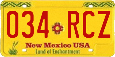 NM license plate 034RCZ