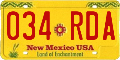 NM license plate 034RDA