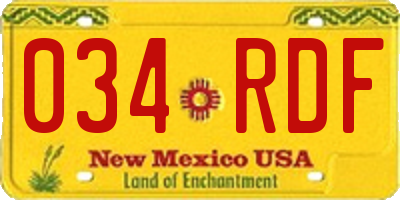 NM license plate 034RDF