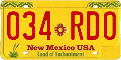 NM license plate 034RDO