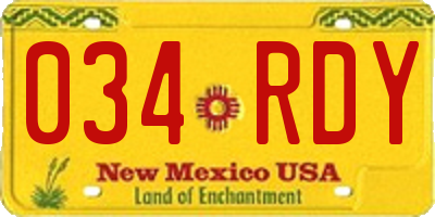 NM license plate 034RDY