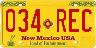 NM license plate 034REC