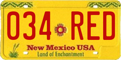 NM license plate 034RED