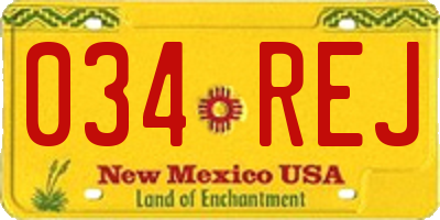 NM license plate 034REJ