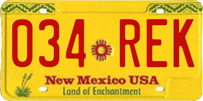 NM license plate 034REK