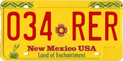 NM license plate 034RER