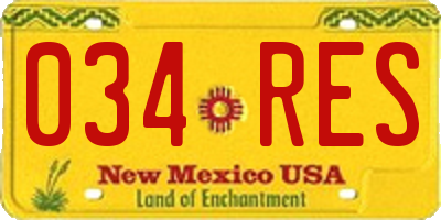 NM license plate 034RES