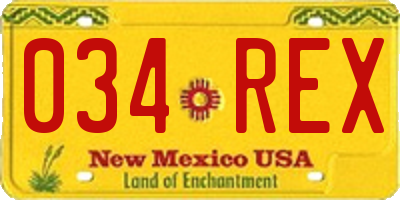 NM license plate 034REX