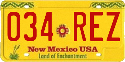 NM license plate 034REZ