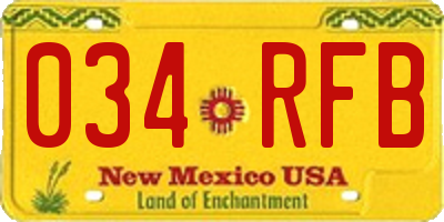 NM license plate 034RFB