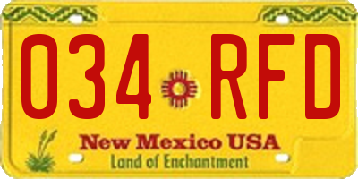 NM license plate 034RFD