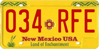 NM license plate 034RFE